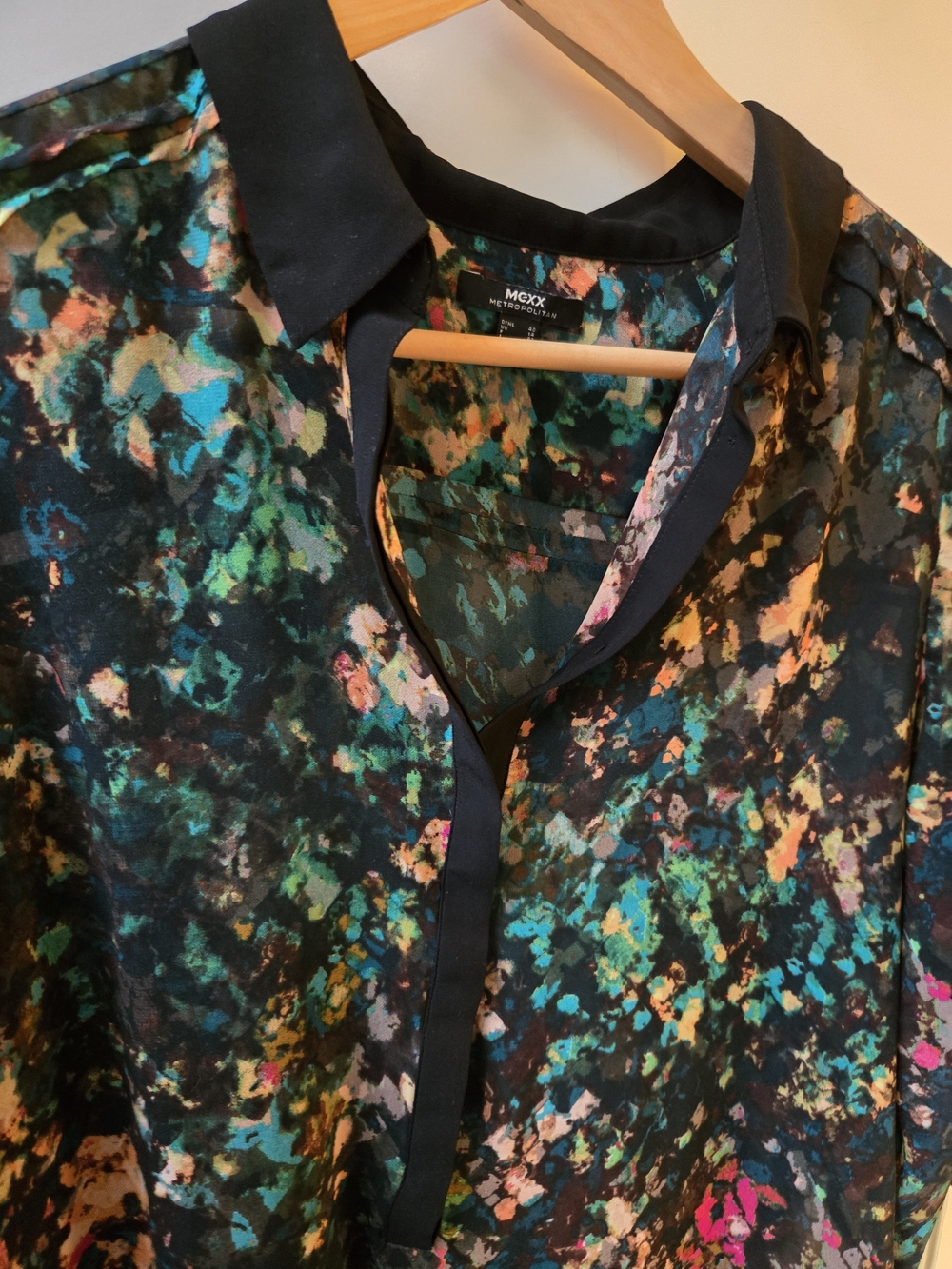 Mexx Sheer Abstract Print Tunic - Black with Teal, Pink & Gold Accents - Picture 7 of 8